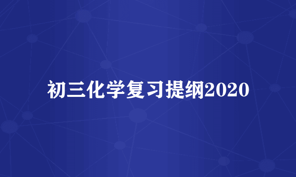 初三化学复习提纲2020