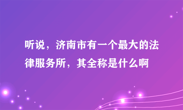 听说，济南市有一个最大的法律服务所，其全称是什么啊