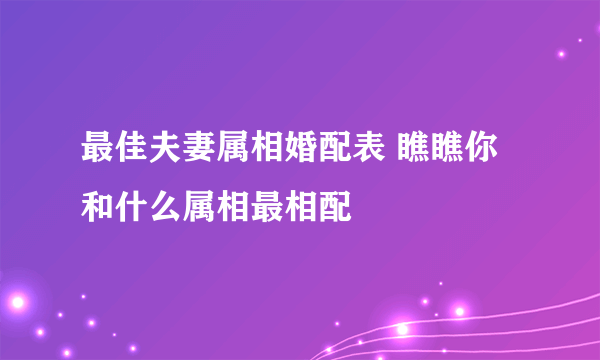 最佳夫妻属相婚配表 瞧瞧你和什么属相最相配