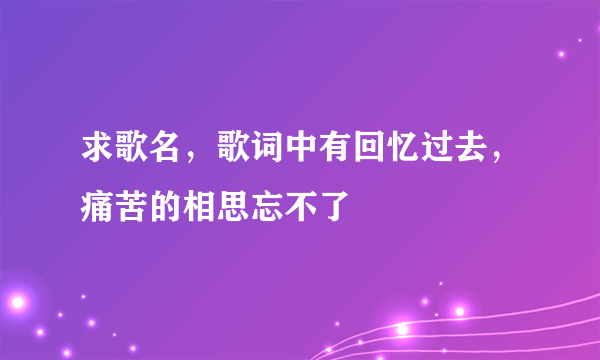 求歌名，歌词中有回忆过去，痛苦的相思忘不了