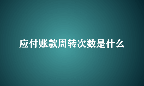 应付账款周转次数是什么