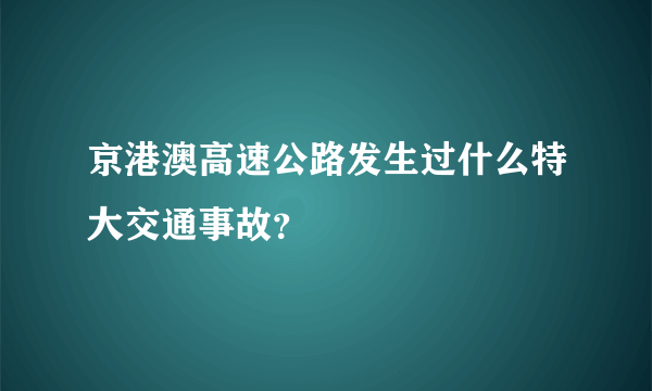 京港澳高速公路发生过什么特大交通事故？