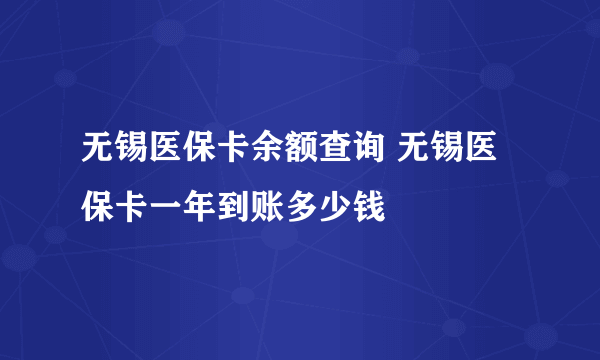 无锡医保卡余额查询 无锡医保卡一年到账多少钱