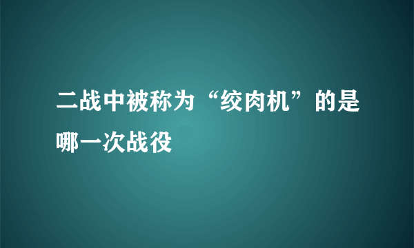 二战中被称为“绞肉机”的是哪一次战役