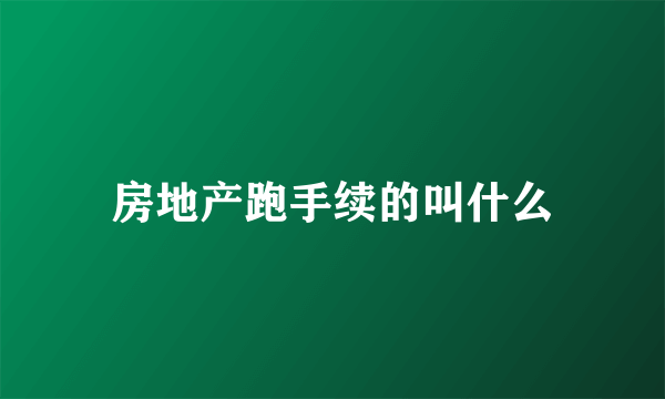 房地产跑手续的叫什么