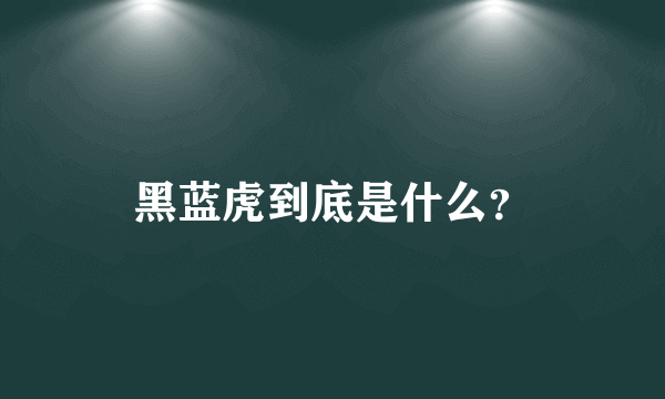 黑蓝虎到底是什么？