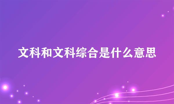 文科和文科综合是什么意思