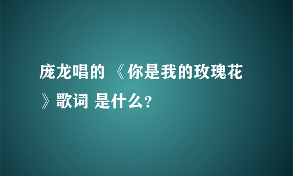 庞龙唱的 《你是我的玫瑰花》歌词 是什么？