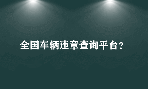 全国车辆违章查询平台？