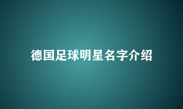 德国足球明星名字介绍