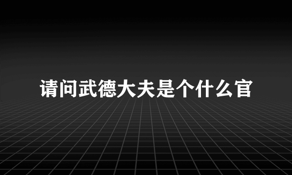 请问武德大夫是个什么官