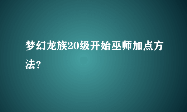 梦幻龙族20级开始巫师加点方法？