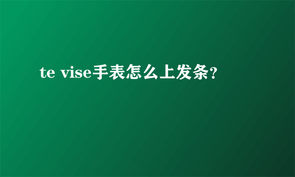 te vise手表怎么上发条？