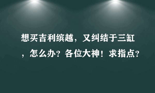 想买吉利缤越，又纠结于三缸，怎么办？各位大神！求指点？