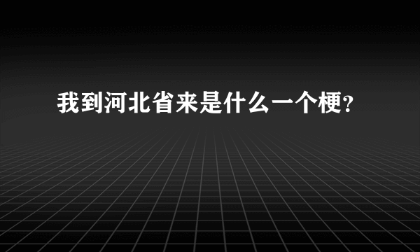 我到河北省来是什么一个梗？