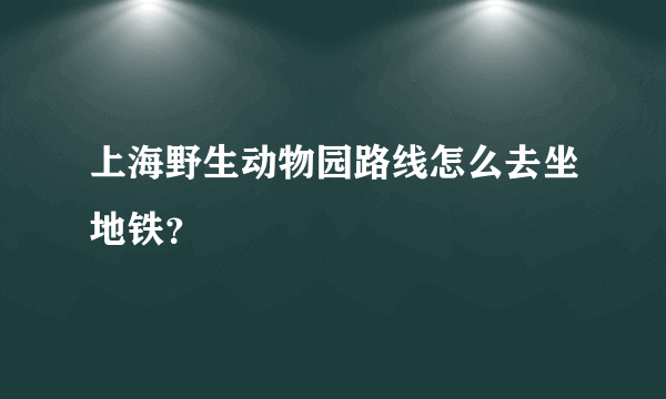 上海野生动物园路线怎么去坐地铁？