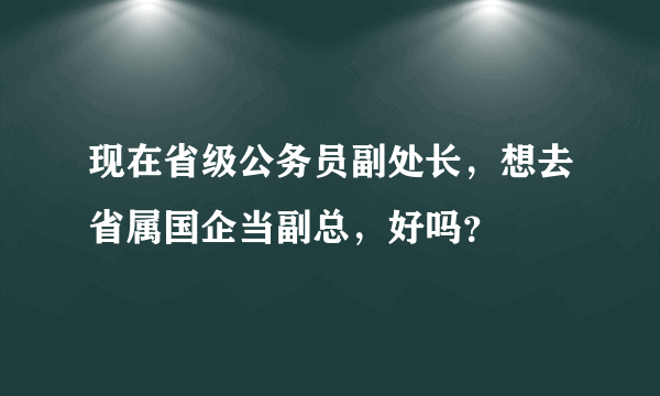 现在省级公务员副处长，想去省属国企当副总，好吗？