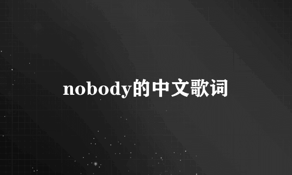 nobody的中文歌词