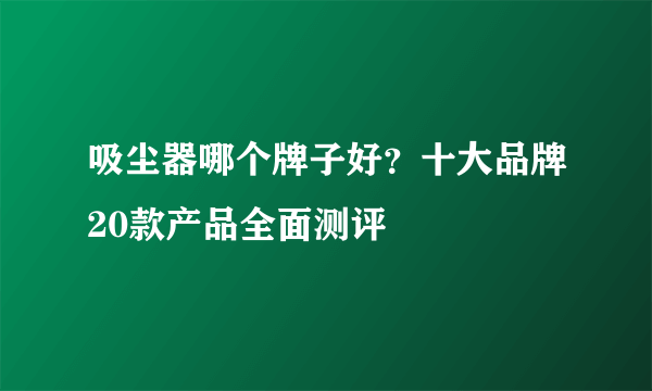 吸尘器哪个牌子好？十大品牌20款产品全面测评