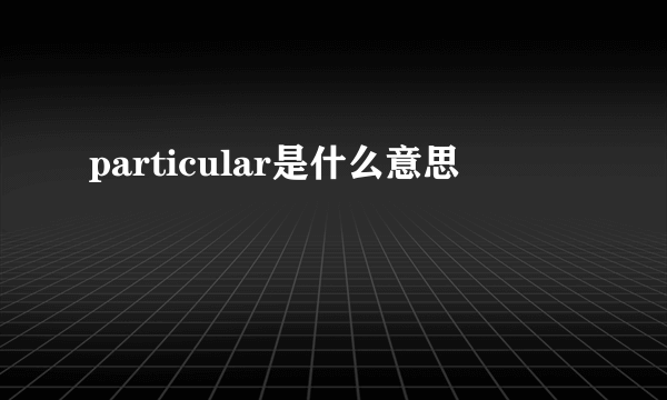 particular是什么意思