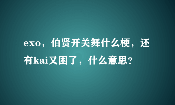 exo，伯贤开关舞什么梗，还有kai又困了，什么意思？