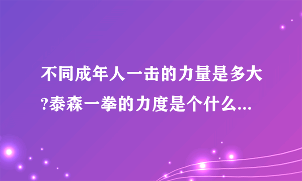 不同成年人一击的力量是多大?泰森一拳的力度是个什么概念?谢谢？