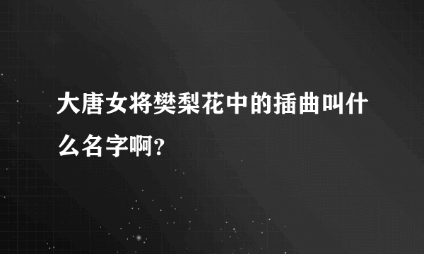 大唐女将樊梨花中的插曲叫什么名字啊？