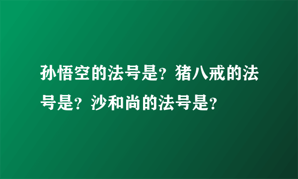 孙悟空的法号是？猪八戒的法号是？沙和尚的法号是？