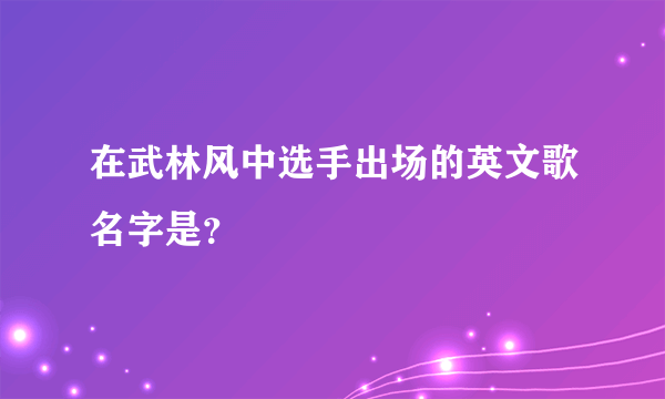 在武林风中选手出场的英文歌名字是？