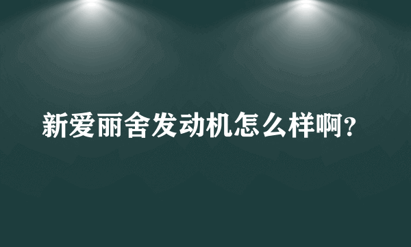 新爱丽舍发动机怎么样啊？