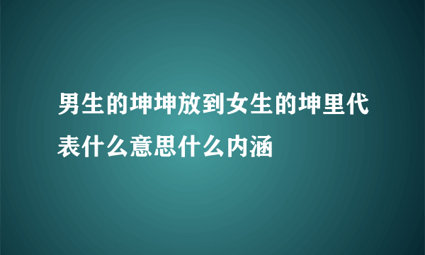 男生的坤坤放到女生的坤里代表什么意思什么内涵