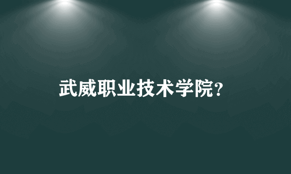 武威职业技术学院？