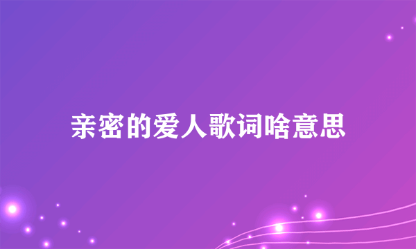 亲密的爱人歌词啥意思