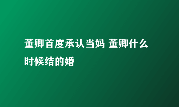 董卿首度承认当妈 董卿什么时候结的婚