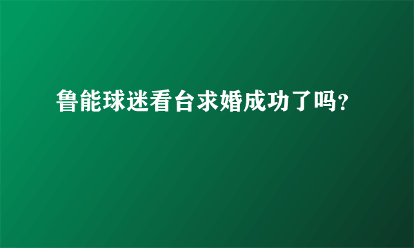 鲁能球迷看台求婚成功了吗？