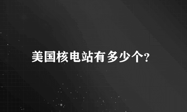 美国核电站有多少个？