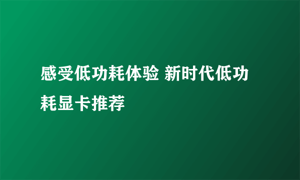 感受低功耗体验 新时代低功耗显卡推荐