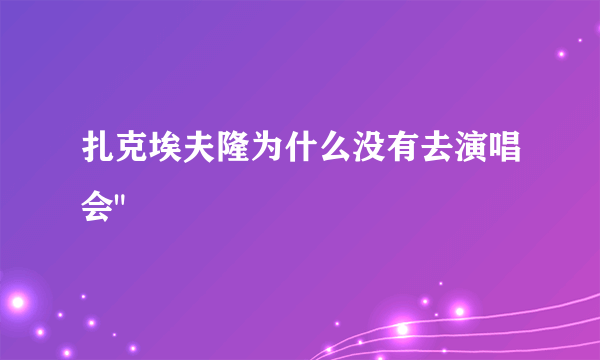 扎克埃夫隆为什么没有去演唱会