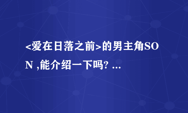 <爱在日落之前>的男主角SON ,能介绍一下吗? 具体点的,