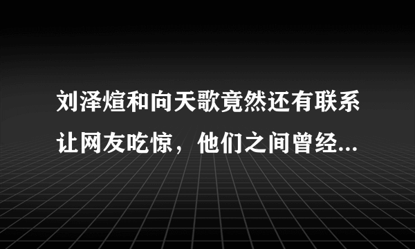 刘泽煊和向天歌竟然还有联系让网友吃惊，他们之间曾经有过怎样的瓜葛？