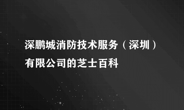 深鹏城消防技术服务（深圳）有限公司的芝士百科