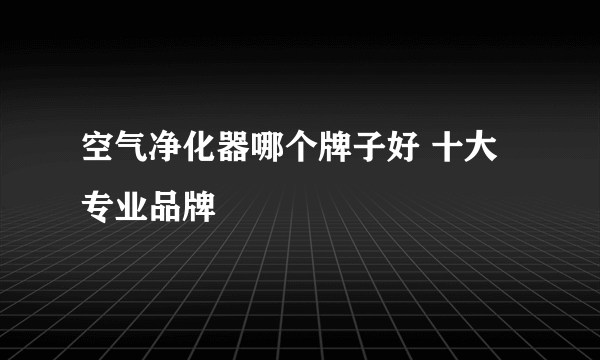 空气净化器哪个牌子好 十大专业品牌