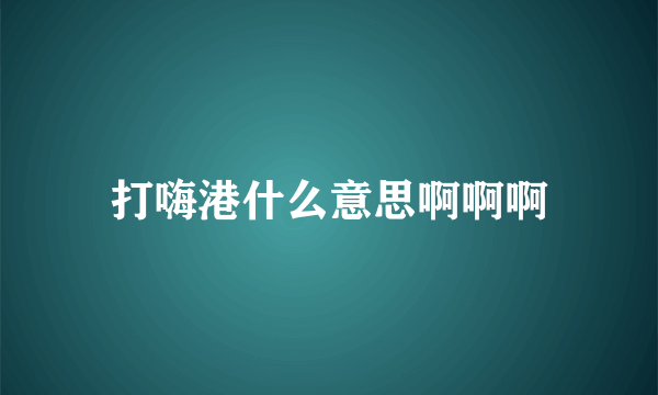 打嗨港什么意思啊啊啊