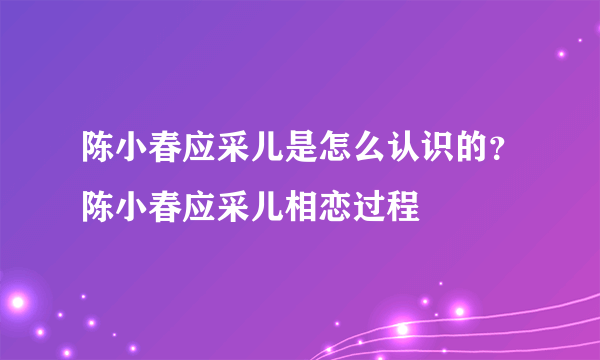 陈小春应采儿是怎么认识的？陈小春应采儿相恋过程