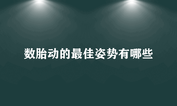 数胎动的最佳姿势有哪些