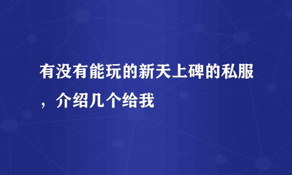 有没有能玩的新天上碑的私服，介绍几个给我