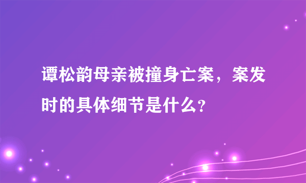 谭松韵母亲被撞身亡案，案发时的具体细节是什么？