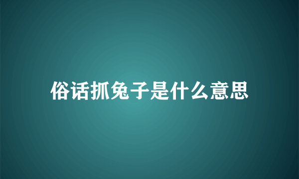 俗话抓兔子是什么意思