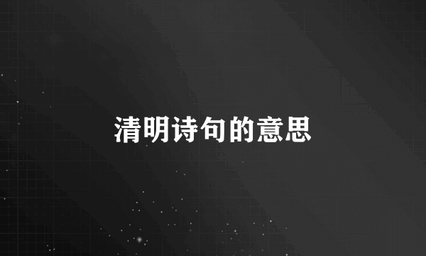 清明诗句的意思