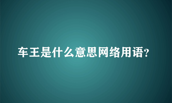 车王是什么意思网络用语？